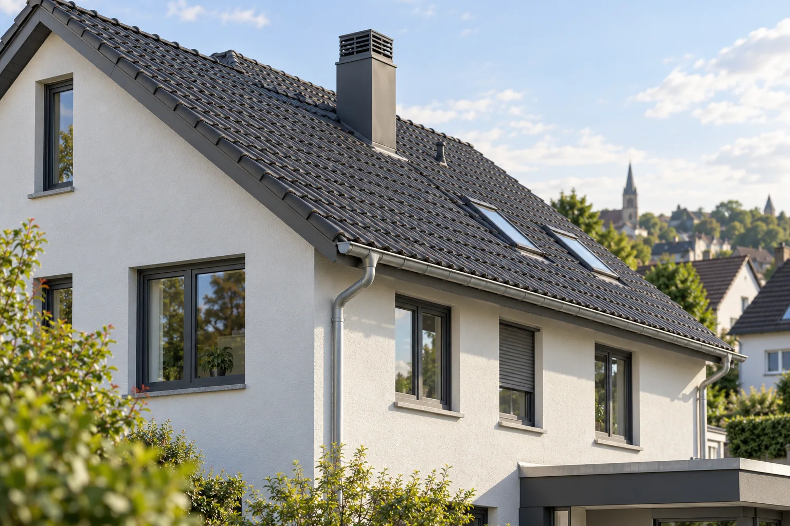 Dach und Fassade eines Wohnhauses als Beispiel für anstehende Investitionen