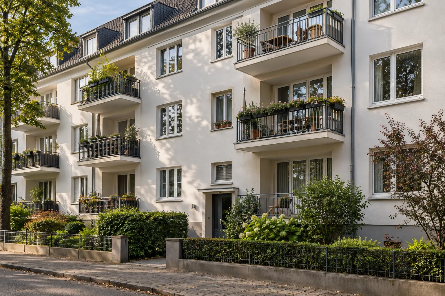 Wohnhaus mit Balkonen als Symbol für eine vermietete Eigentumswohnung